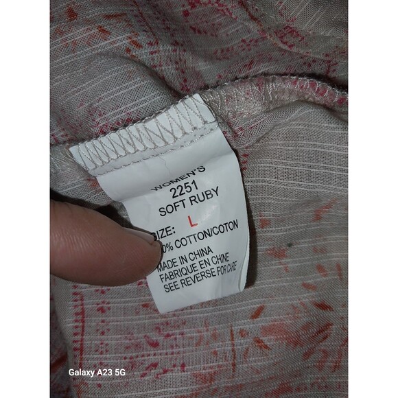 Woolrich Pink & Beige Paisley Button Down Shirt Roll Tab Sleeves Size Large - Picture 7 of 7